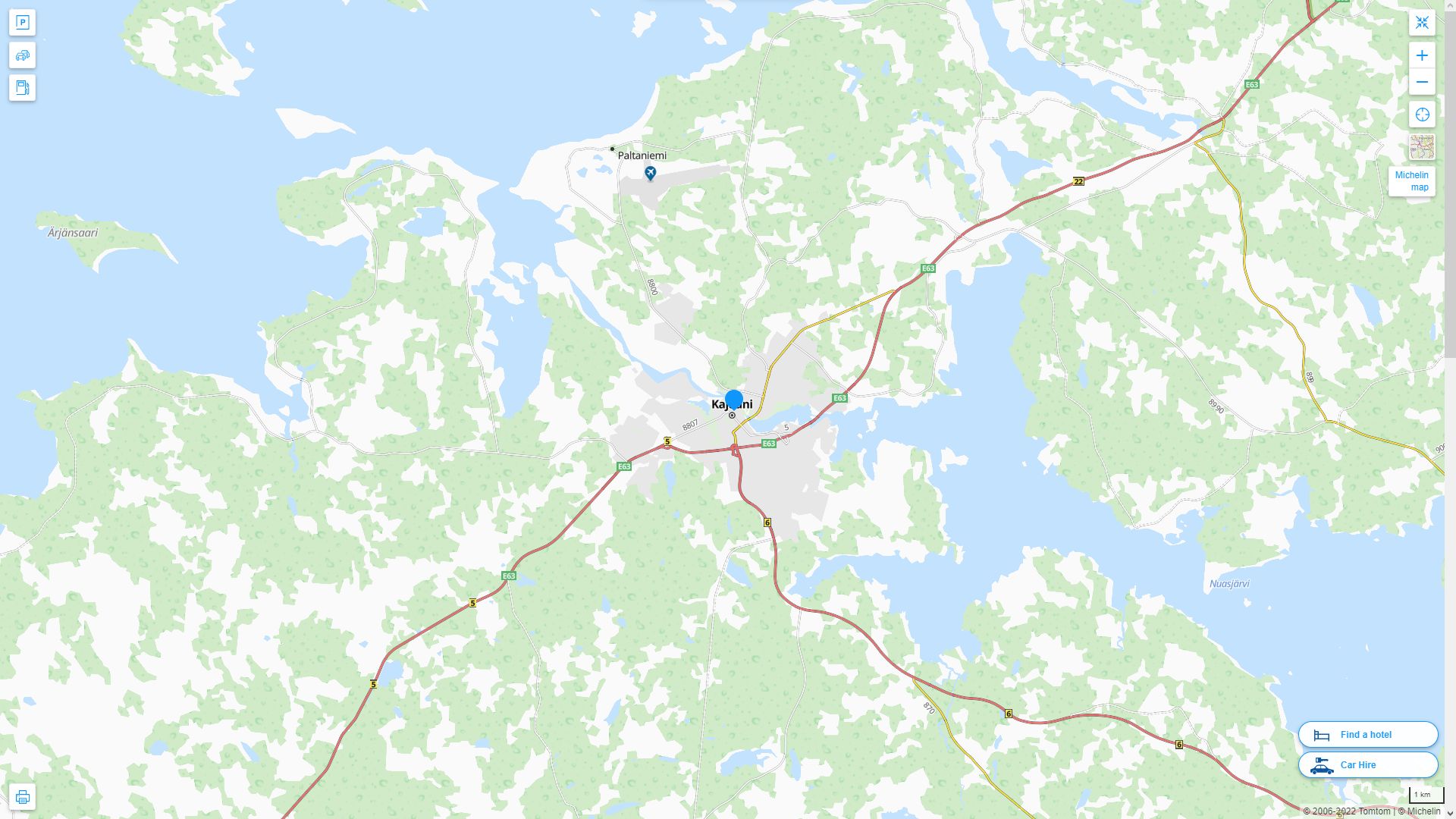 Kajaani Finlande Autoroute et carte routiere